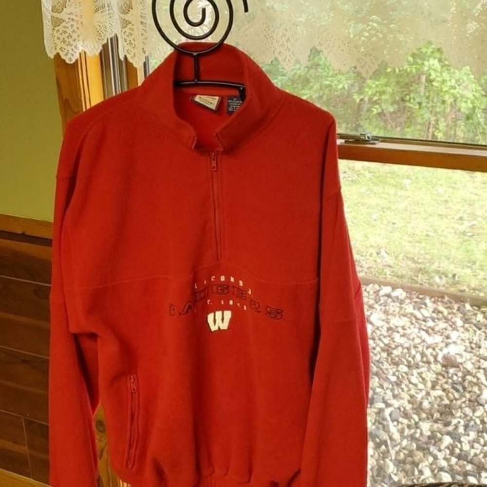 Cadre Athletic Embroidered 1/2 Zip Wisconsin Badger Pullover Sz XL Fleece Jacket